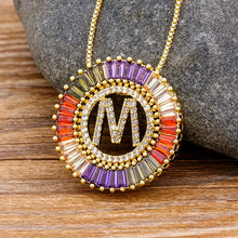 Load image into Gallery viewer, Fancy Multi-Color Initial Pendant (All Letters Available)
