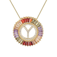 Load image into Gallery viewer, Fancy Multi-Color Initial Pendant (All Letters Available)