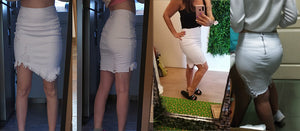 Ripped Asymmetrical Denim Skirt (Options Available)