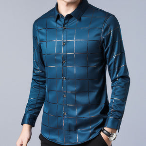 Long Sleeve Geometric Pattern Dress Shirt (Options Available)