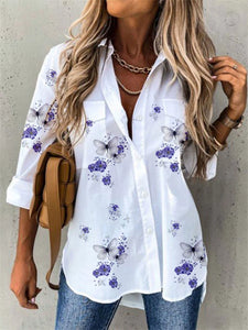 Fashion long-sleeved shirt casual shirt elegant blouse woman