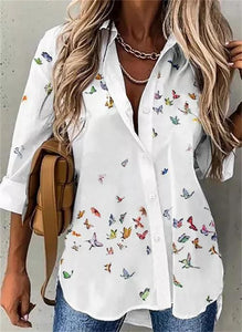 Fashion long-sleeved shirt casual shirt elegant blouse woman