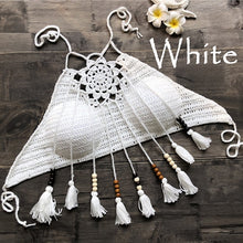 Load image into Gallery viewer, Sexy Women Summer White Halter Knitted Backless Off Shoulder Short Vest Tops Crochet Underwear Bustier Tank Top Sexy Women Femme