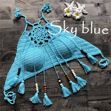 Load image into Gallery viewer, Sexy Women Summer White Halter Knitted Backless Off Shoulder Short Vest Tops Crochet Underwear Bustier Tank Top Sexy Women Femme