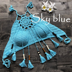 Sexy Women Summer White Halter Knitted Backless Off Shoulder Short Vest Tops Crochet Underwear Bustier Tank Top Sexy Women Femme