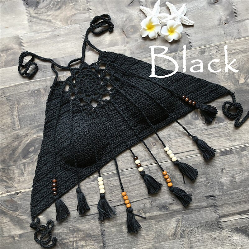 Sexy Women Summer White Halter Knitted Backless Off Shoulder Short Vest Tops Crochet Underwear Bustier Tank Top Sexy Women Femme