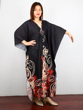 Load image into Gallery viewer, Black Beach Cover Up Plus Size Robe Kaftans Sarong Bathing Suit Cover Ups Beach Pareos Bikini Cover Up Womens Beachwear Tunic