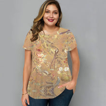 Load image into Gallery viewer, Plus Size Women&#39;s Flower Short Sleeve Tee