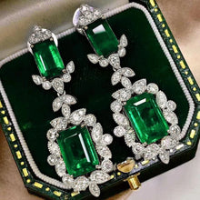 Load image into Gallery viewer, Emerald Dangle Earrings