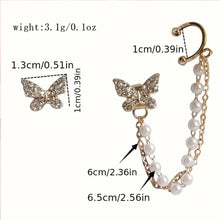 Load image into Gallery viewer, Pearl Butterfly Earrings (Removable Cuff)