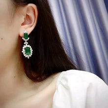 Load image into Gallery viewer, Emerald Dangle Earrings