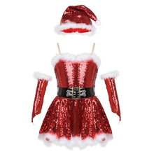 Load image into Gallery viewer, Little Miss Jazzy Claus Costume (Santa Hat Included)