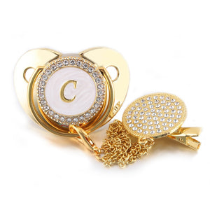 Initial Pacifier and Pacifier Clip (All Letters Available except Q & U)