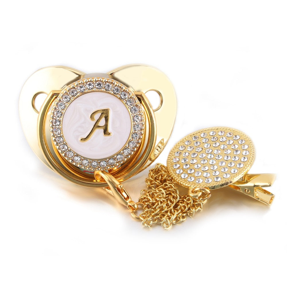 Initial Pacifier and Pacifier Clip (All Letters Available except Q & U)