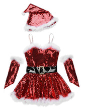 Load image into Gallery viewer, Little Miss Jazzy Claus Costume (Santa Hat Included)
