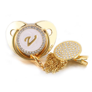 Initial Pacifier and Pacifier Clip (All Letters Available except Q & U)