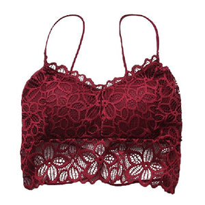 Solid Color Padded Push-up Floral Lace Bralette (Options Available)