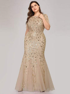 Plus Size Mesh Sequin Leaves Dress (Options Available)