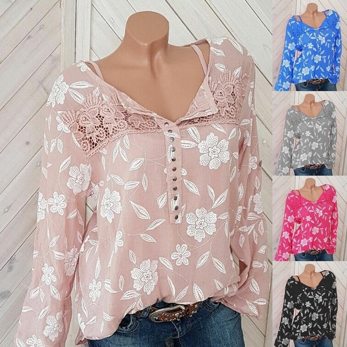 Lacy Buttoned Floral Top (Options Available)