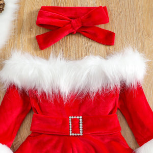 Little Miss Claus Dress (Headband Included)