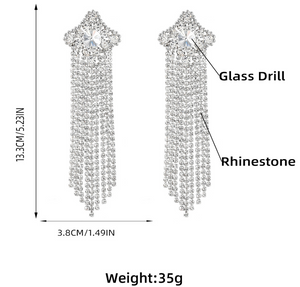Rhinestone Tassel Dangle Earrings (Options Available)