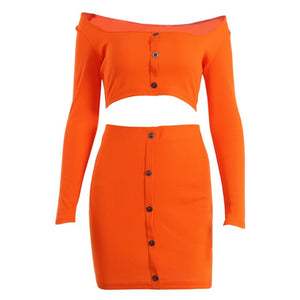 Two-Piece Solid Color Buttoned Set (Options Available)