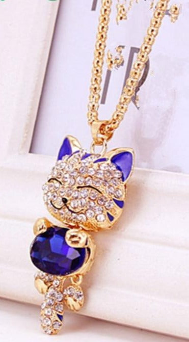 Blinged Out Kitty Necklace (Options Available)