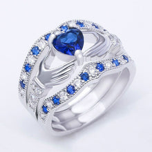 Load image into Gallery viewer, Sapphire Claddagh Ring Set