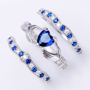 Sapphire Claddagh Ring Set