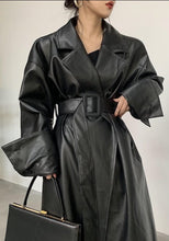 Load image into Gallery viewer, Faux Leather Trench Coat
