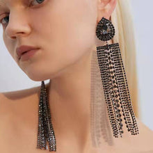 Load image into Gallery viewer, Rhinestone Tassel Dangle Earrings (Options Available)