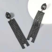 Load image into Gallery viewer, Rhinestone Tassel Dangle Earrings (Options Available)