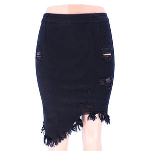 Ripped Asymmetrical Denim Skirt (Options Available)