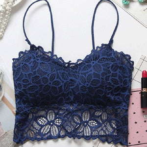 Solid Color Padded Push-up Floral Lace Bralette (Options Available)
