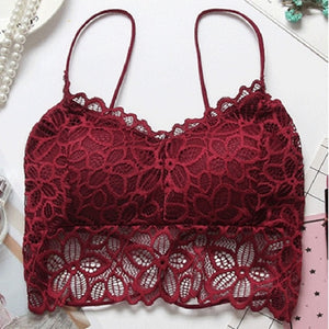 Solid Color Padded Push-up Floral Lace Bralette (Options Available)