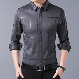 Long Sleeve Geometric Pattern Dress Shirt (Options Available)